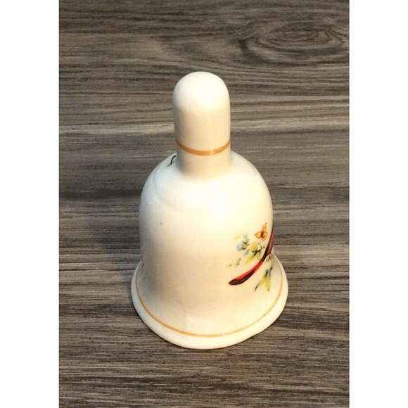 Porcelain 3.75" Hand Bell Cardinal & Butterflies on Branch Porcelain Clapper - Picture 3 of 6